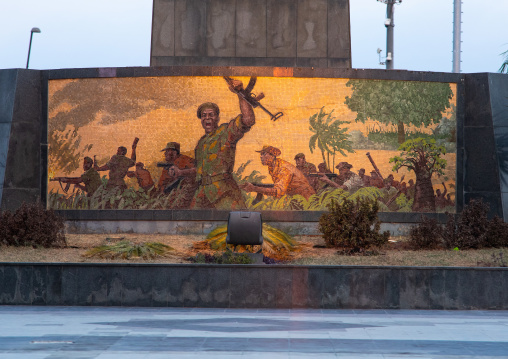 Civil war mosaic fresco in the city, Luanda Province, Luanda, Angola