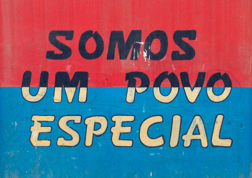 Patriotic slogan on a wall, Benguela Province, Catumbela, Angola
