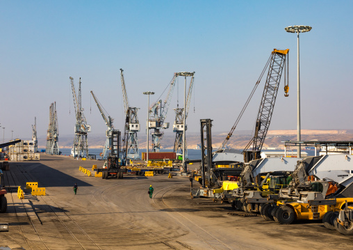 Cranes on the docks in the habour, Benguela Province, Lobito, Angola
