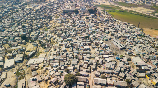 Aerial view of a slum, Benguela Province, Catumbela, Angola
