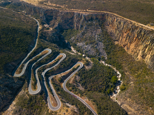 Aerial view of the the road at Serra da Leba, Huila Province, Humpata, Angola