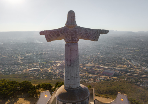 Aerial view of the Cristo Rei overlooking the city, Huila Province, Lubango, Angola