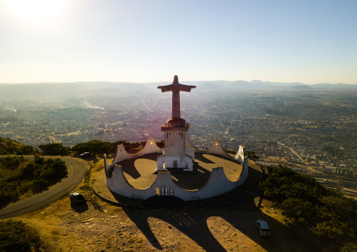 Aerial view of the Cristo Rei overlooking the city, Huila Province, Lubango, Angola