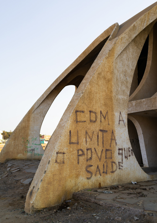 UNITA slogan written on cine estudio, Namibe Province, Namibe, Angola