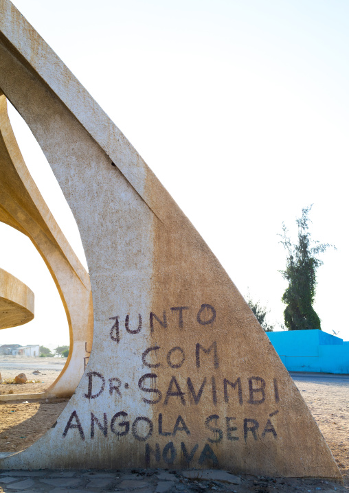 Political slogans written on cine Estudio, Namibe Province, Namibe, Angola