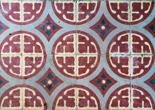 Portuguese floor tile in an old house, Namibe Province, Namibe, Angola