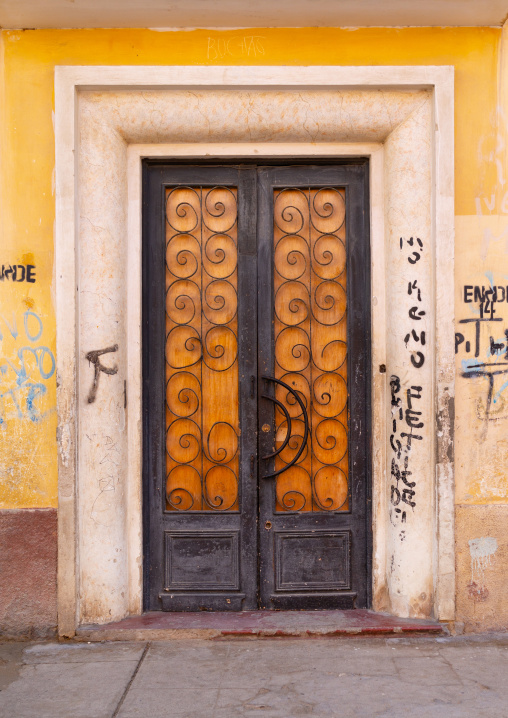 Old portuguese colonial building door, Namibe Province, Namibe, Angola