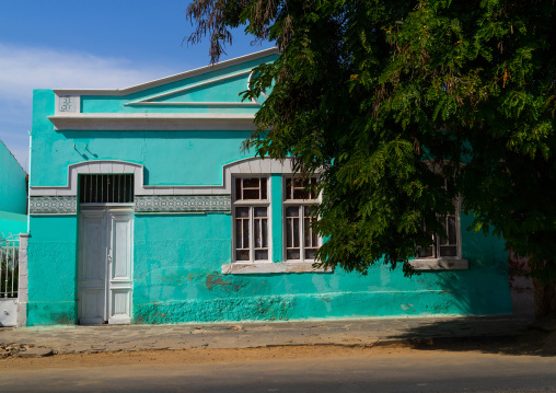 Old green portuguese colonial house, Namibe Province, Namibe, Angola