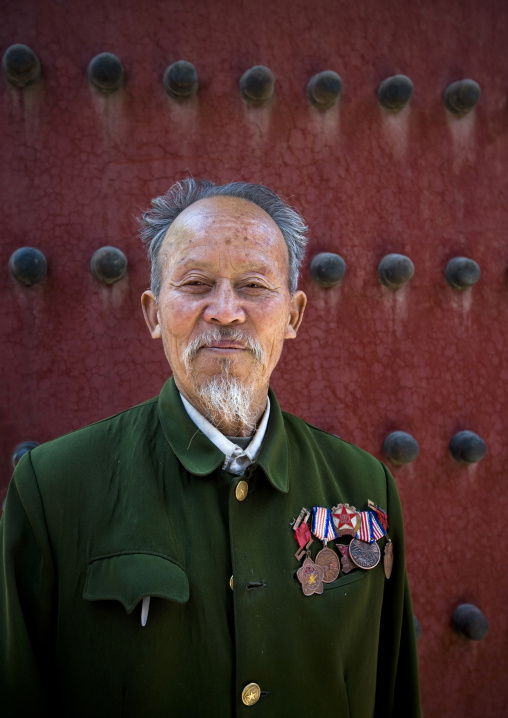 Old Veterans With Medals In The Forbidden City, Beijing, China