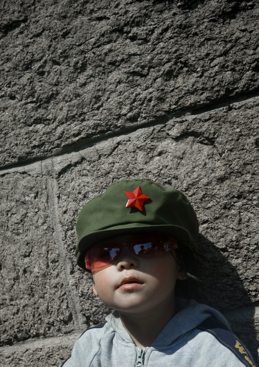 Little Girl With A Communist Cap At The Great Wall, Beijing, China