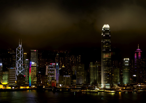 The Hong Kong Skyline At Night From Kowloon, China