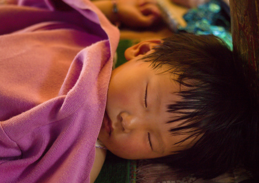 Chinese Baby Sleeping, Lijiang, Yunnan Province, China