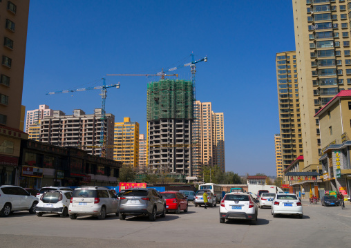 New buildings construction in the city center, Gansu province, Linxia, China