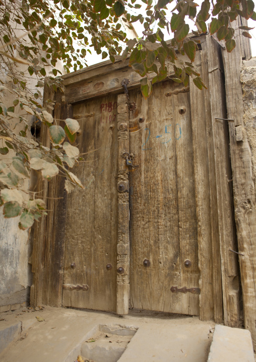 Wooden Gate In Keriya, Old Town, Xinjiang Uyghur Autonomous Region, China