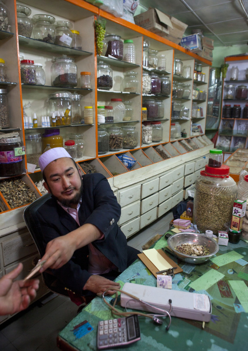 Traditional Uyghur Drug Store, Minfeng, Xinjiang Uyghur Autonomous Region, China