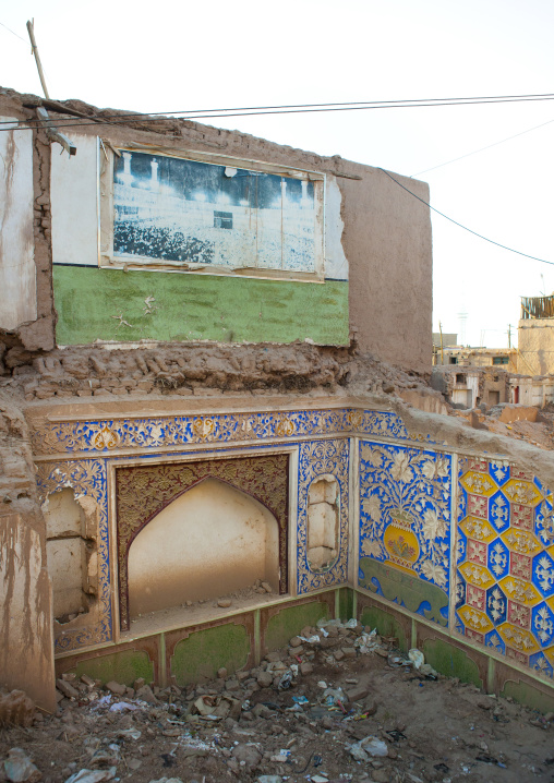 Old Mecca Poster In a Demolished house of The Old Town, Kashgar, Xinjiang Uyghur Autonomous Region, China