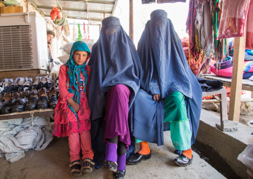 Women wearing burkas in the market, Badakhshan province, Ishkashim, Afghanistan