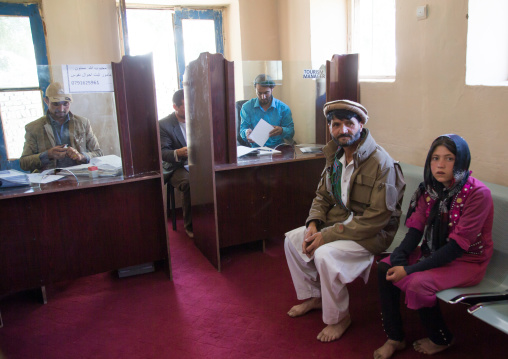 People waiting in the tourism office, Badakhshan province, Ishkashim, Afghanistan