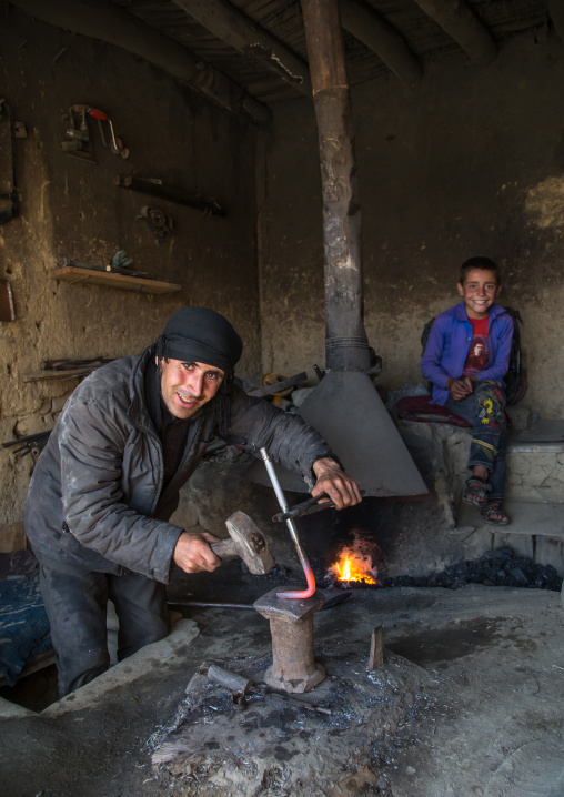 Afghan blacksmith in the market, Badakhshan province, Ishkashim, Afghanistan