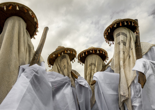 Benin, West Africa, Porto-Novo, masked messengers from yafin nigerian king