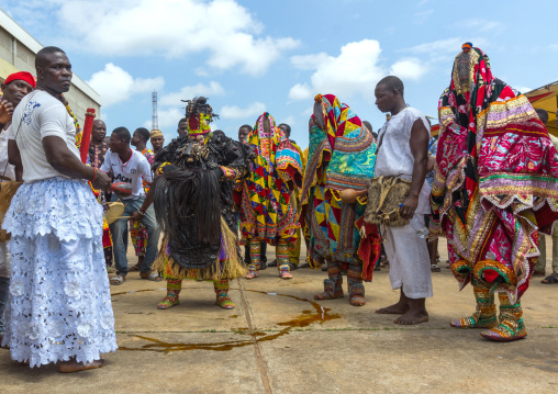 Benin, West Africa, Porto-Novo, egoun egoun spirit of the deads walking in the street to ask money to people