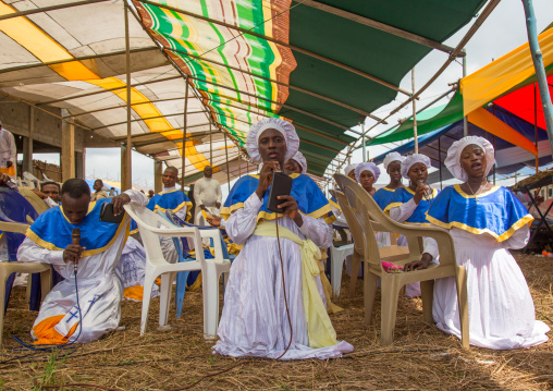 Benin, West Africa, Ganvié, celestial church of christ women praying