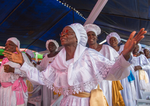 Benin, West Africa, Ganvié, celestial church of christ women praying and singing