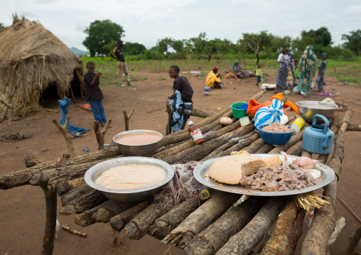 Benin, West Africa, Taneka-Koko, fulani peul tribe women preparing food for a wedding