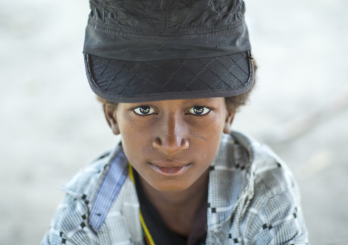 Benin, West Africa, Gossoue, fulani peul tribe boy with fashionable clothes