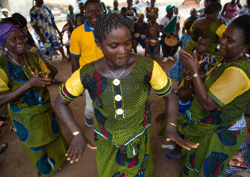 Benin, West Africa, Savalou, women dancing for a celebration