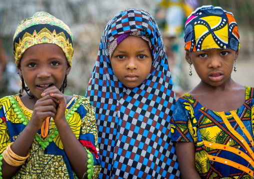 Benin, West Africa, Savalou, three fulani peul tribe girls