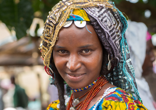 Benin, West Africa, Savalou, a beautiful fulani peul tribe woman portrait