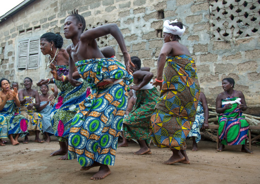 Benin, West Africa, Bopa, women dancing during a traditional voodoo ceremony