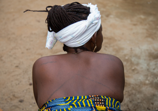 Benin, West Africa, Bopa, woman with traditional scarifications on the back during a voodoo ceremony