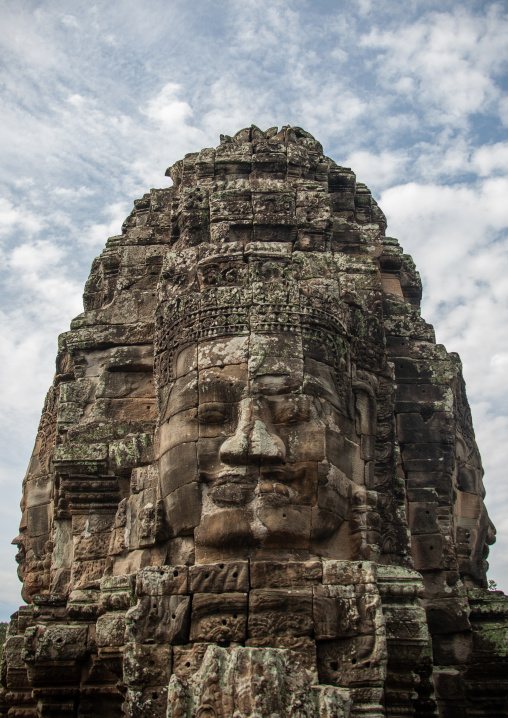 Giant buddha face inside Bayon temple, Siem Reap Province, Angkor, Cambodia