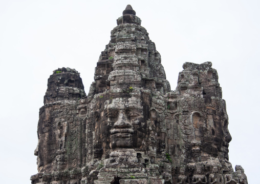Giant buddha face inside Bayon temple, Siem Reap Province, Angkor, Cambodia