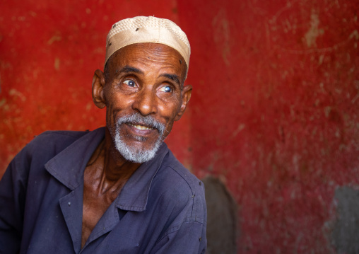 Portrait of a butcher looking away, Gash-Barka, Agordat, Eritrea