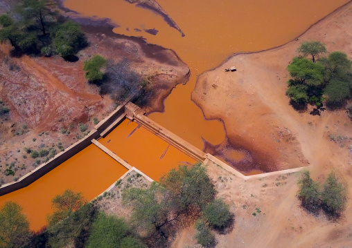 Aerial view of a water reservoir, Oromia, Yabelo, Ethiopia