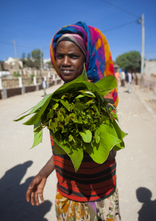 Portrait Of A Woman Selling Khat In Harar, Ethiopia