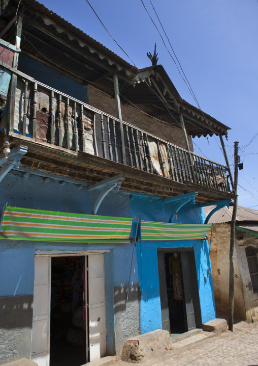Old House With Wooden Balcony In Harar, Ethiopia