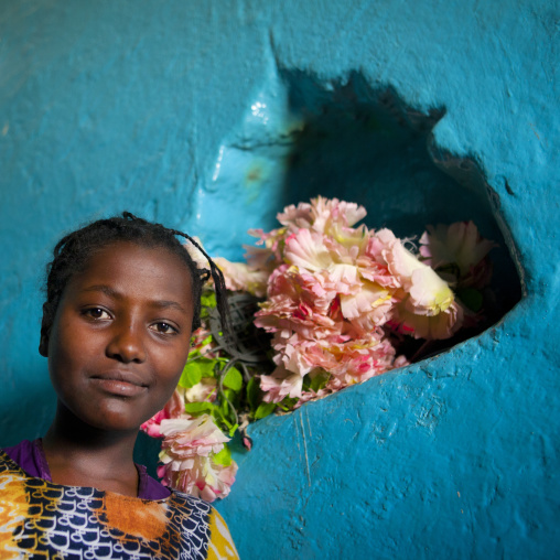 Portrait Of A Girl In An Harari Old House With A Niche In The Wall, Harar, Ehtiopia