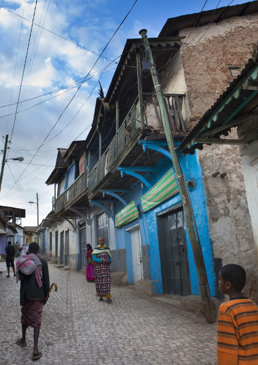 People Passing By In The Old Town Of Harar, Ethiopia