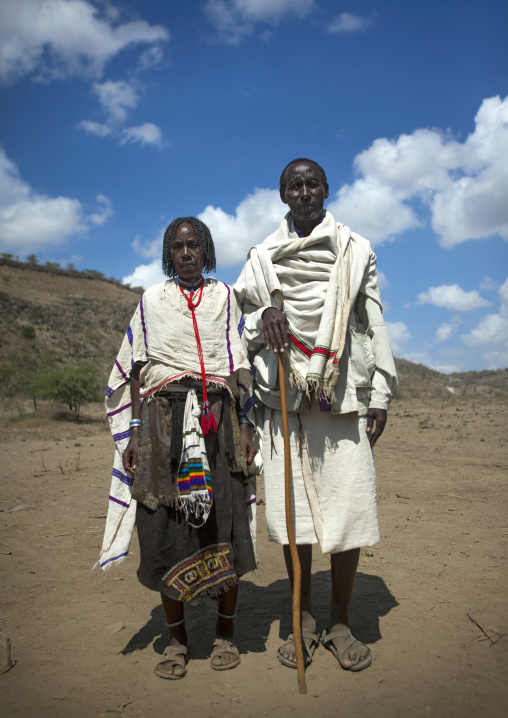 Karrayyu Tribe Elders Standing In Their In Traditional Clothes During Gadaaa Ceremony, Metahara, Ethiopia