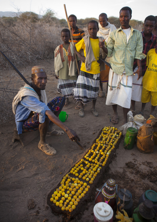 Karrayyu Tribe People Gathered Around The Border To Be Crossed To Open The Gadaaa Ceremony Near The Gifts Offered To The Families, Metahara, Ethiopia