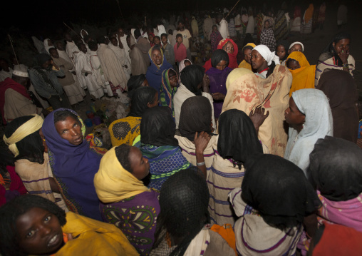 Night Shot Of A Group Of Karrayyu Tribe Women Singing During Gadaaa Ceremony, Metehara, Ethiopia