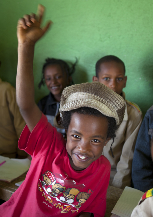 Rasta Kid Raising Hand In Shashemene Jamaican School, Oromia Region, Ethiopia