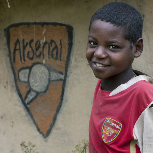 Arsenal supporter young boy omo valley Ethiopia