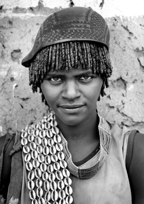 Bana Tribe Woman With Shell Belt And Calabash In Key Afer, Omo Valley, Ethiopia
