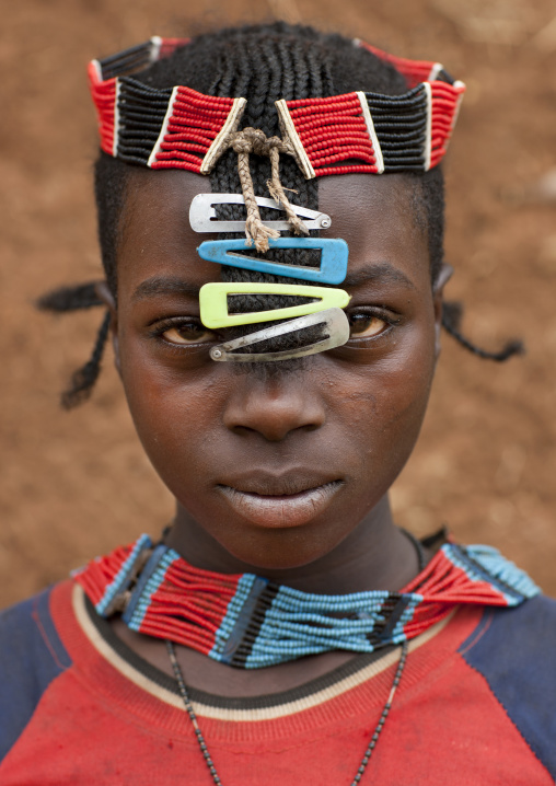 Young Fashionable Banna  Woman With Hairclip In Key Afer Omo Valley Ethiopia