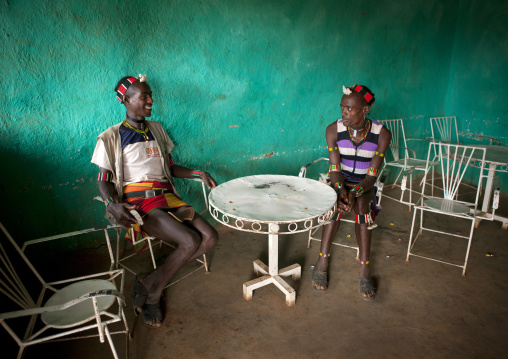 Two Fashionable Fancy Men Sitting Around Table Indoors Ethiopia